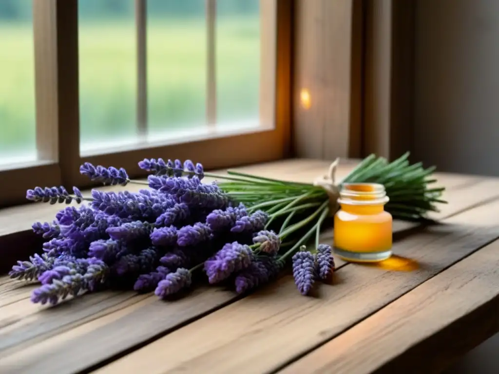 Talleres de cosmética natural con ingredientes como lavanda, manzanilla y pétalos de rosa sobre mesa de madera rústica