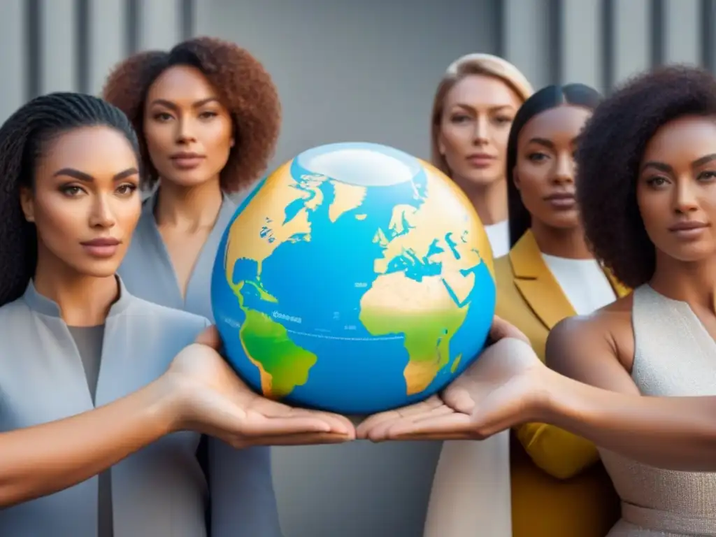 Unidas por el Zero Waste: Líderes mundiales con símbolos de sostenibilidad Unidas por el planeta: Mujeres líderes movimiento zero waste unidas en misión global