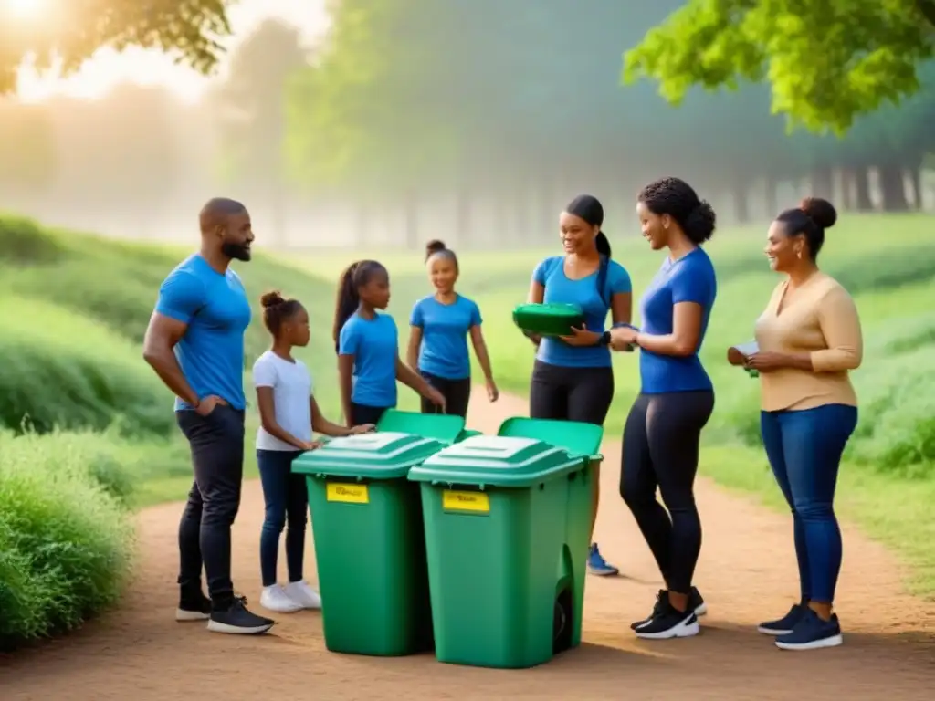 Unidos en la comunidad, organizar campañas reciclaje comunidad en un parque soleado