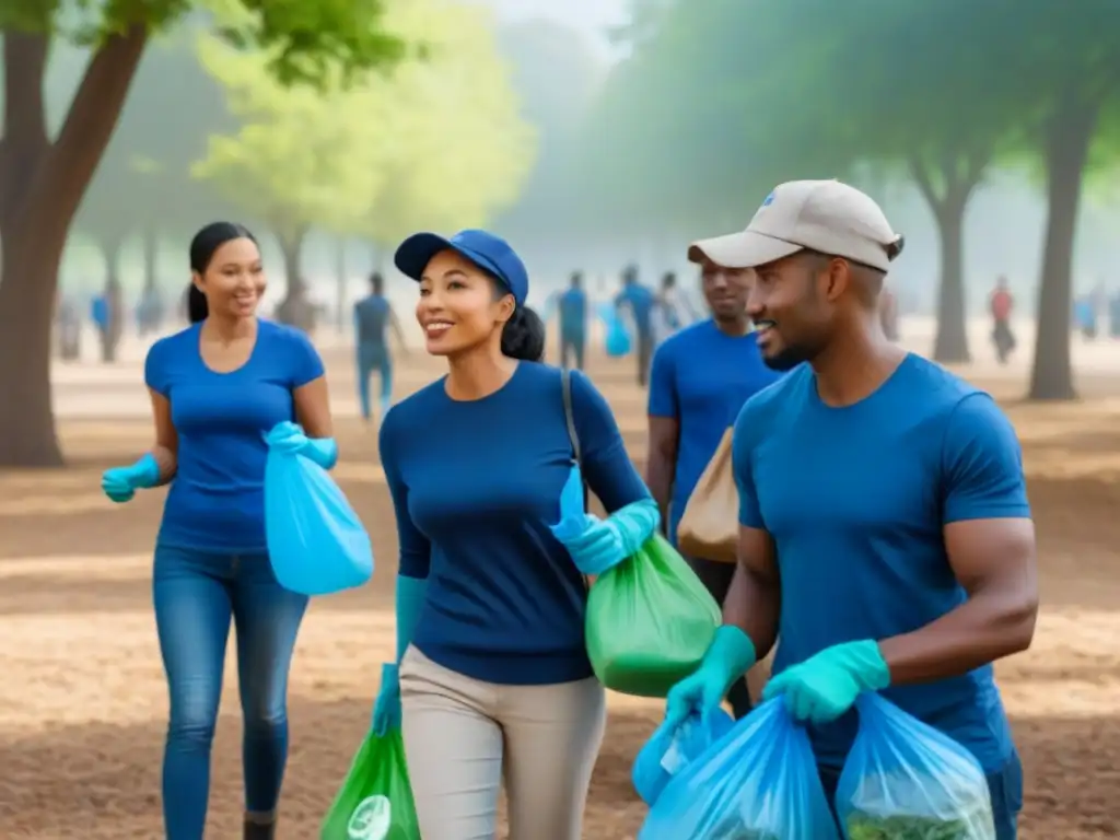 Unidos por la reducción de residuos plásticos, comunidad diversa limpia el parque