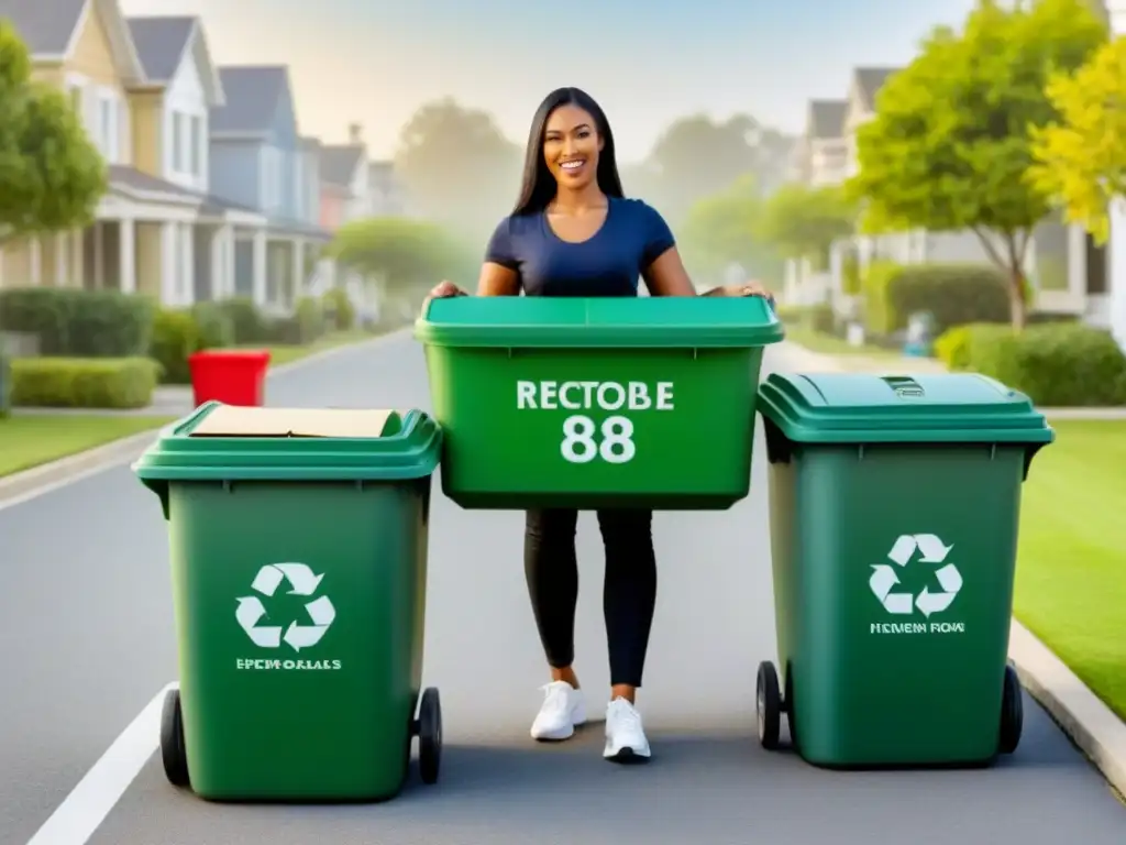 Vecinos felices reciclando juntos en comunidad