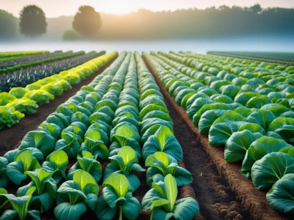 Un jardín de vegetales verde y vibrante, detallado y fresco