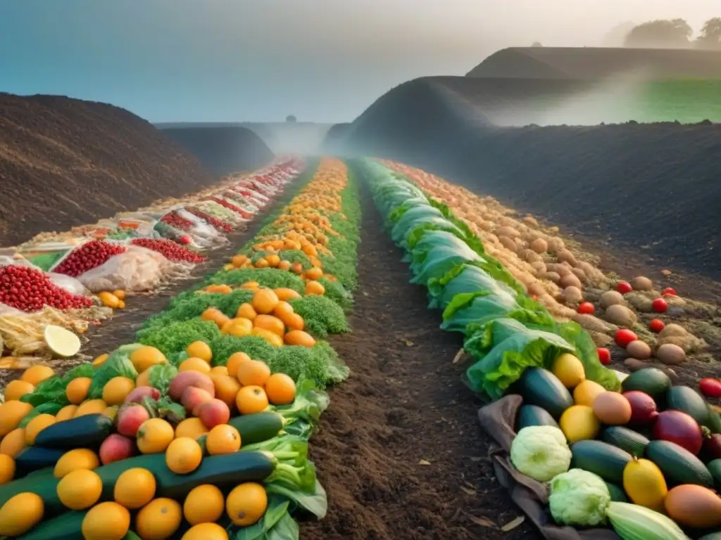 Un vertedero repleto de alimentos en descomposición, urge reducir desperdicio alimentario sostenible