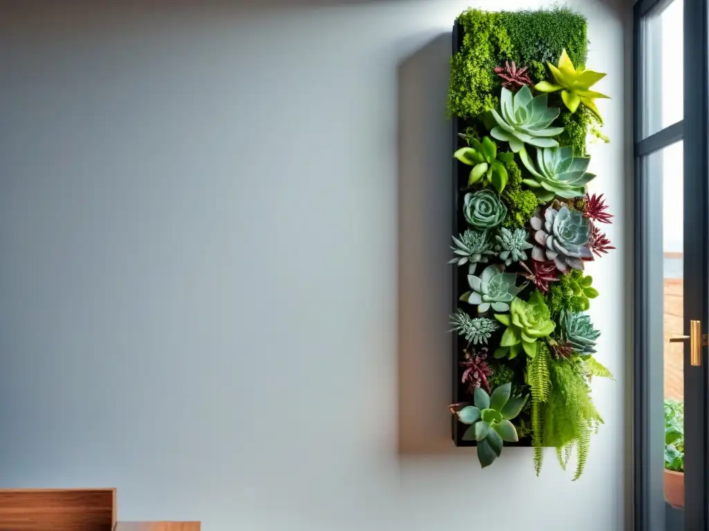 Un jardín vertical ecoamigable minimalista en casa