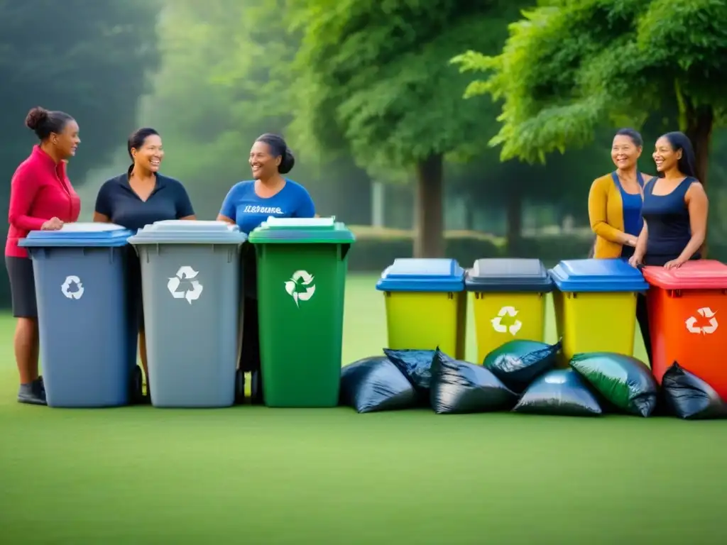 Vibrante comunidad organizando campañas de reciclaje, unidos por la conservación ambiental en el parque