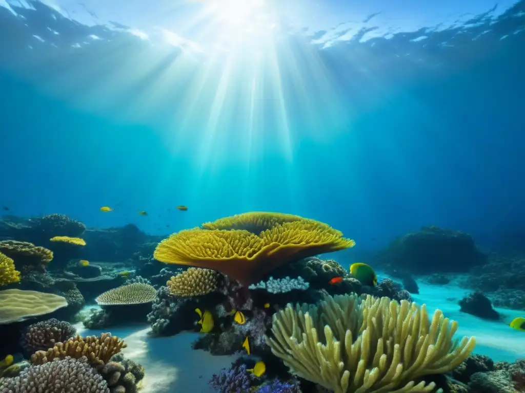 Un vibrante ecosistema de arrecife de coral, muestra la belleza de la biodiversidad marina