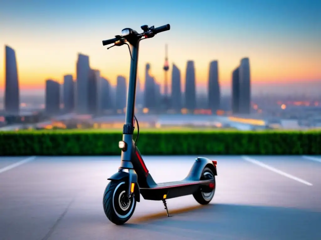 Vibrante scooter eléctrico para niños en ciudad futurista