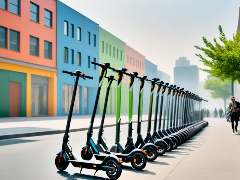 Vibrante ciudad eco con los mejores scooters eléctricos sostenibles