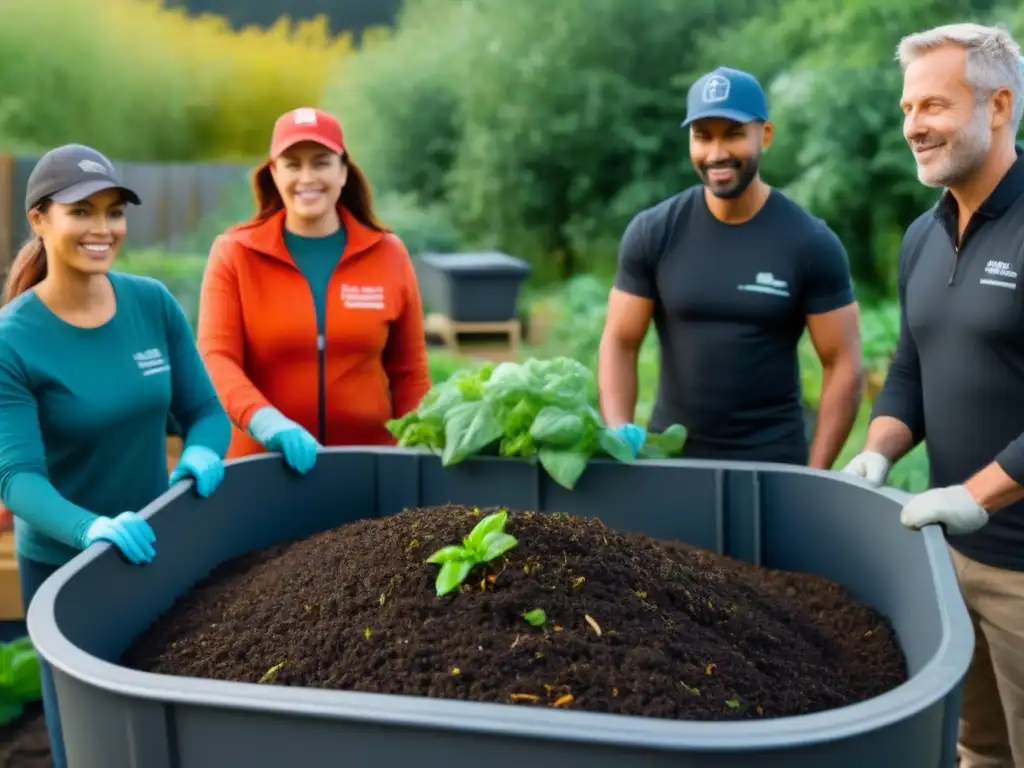 Un vibrante proyecto de compostaje comunitario para reducir desperdicio en un jardín colaborativo