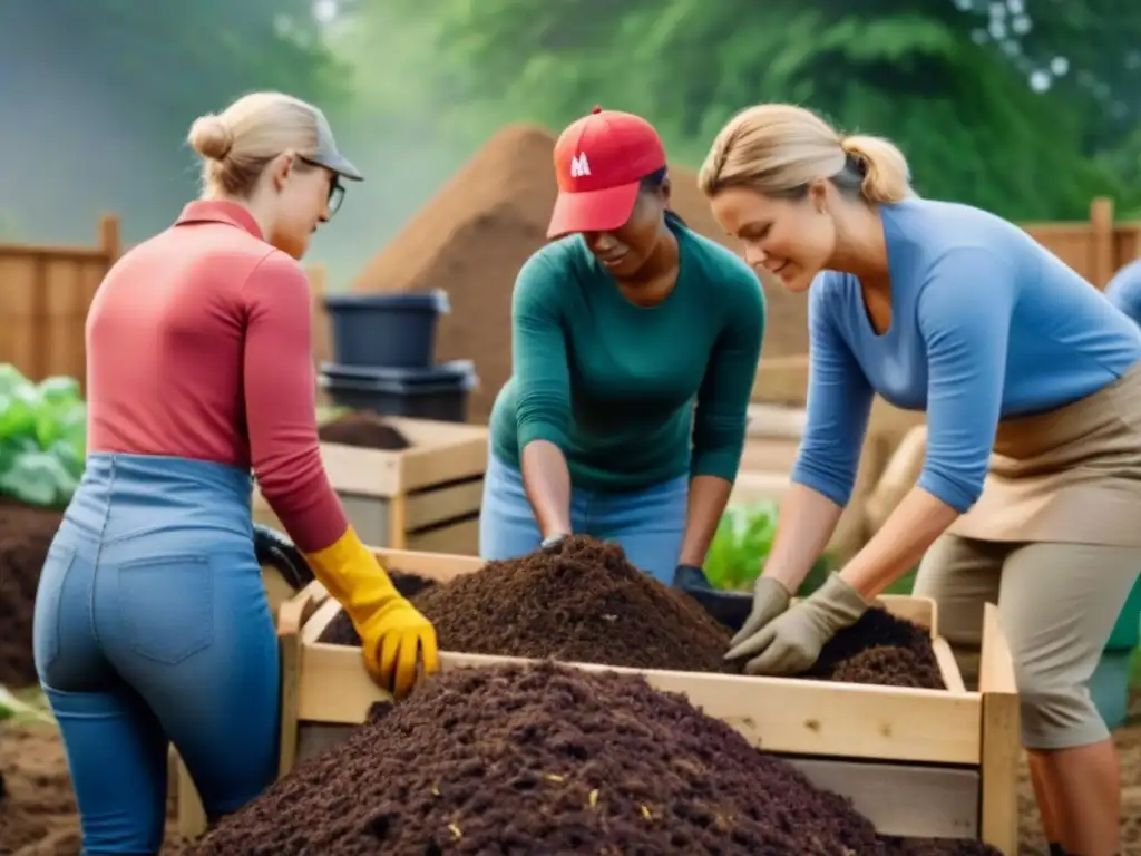 Vibrante taller de compostaje comunitario: reducir residuos orgánicos con unidad y conciencia ambiental