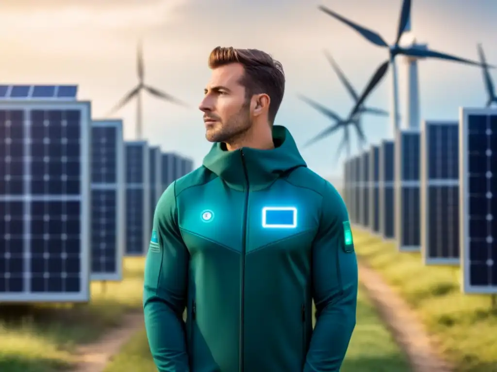 Una visión futurista de gestión inteligente de baterías en una red de energía sostenible, con tonos verdes y azules