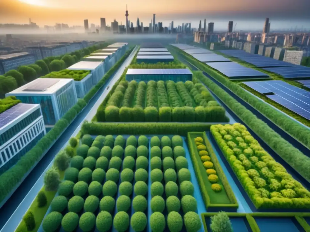 Visión sostenible: Ciudad urbana biodiversa y ecoamigable Una visión idílica de la importancia de la movilidad sostenible y la biodiversidad en un paisaje urbano lleno de vida y armonía