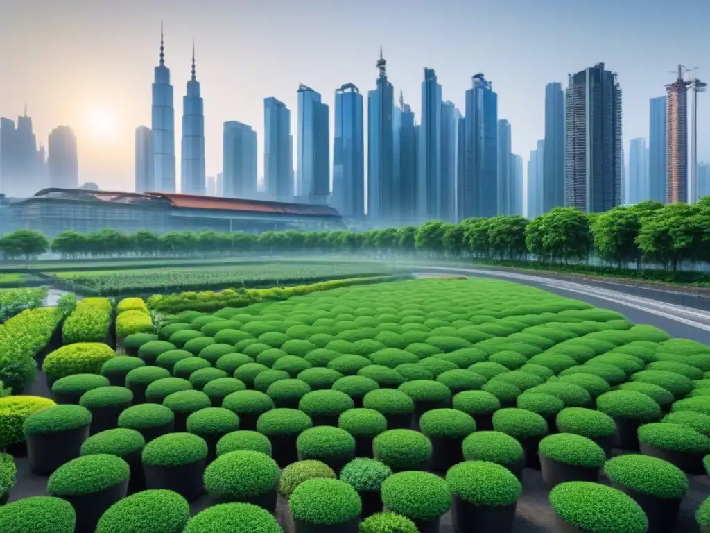 Vista panorámica de ciudad sostenible con economía circular en ciudades sostenibles