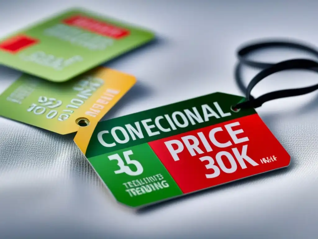 Comparación visual de precios: 'Convencional' en rojo frente a 'Ecológico' en verde sobre fondo blanco