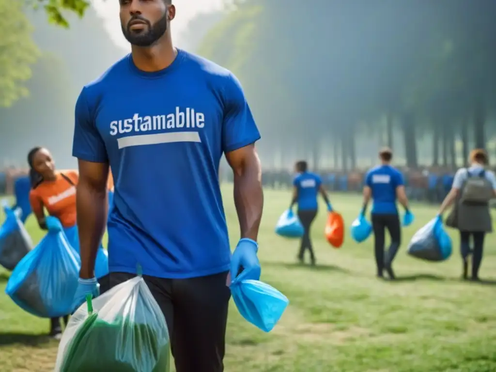 Voluntarios organizando una limpieza comunitaria sostenible en el parque