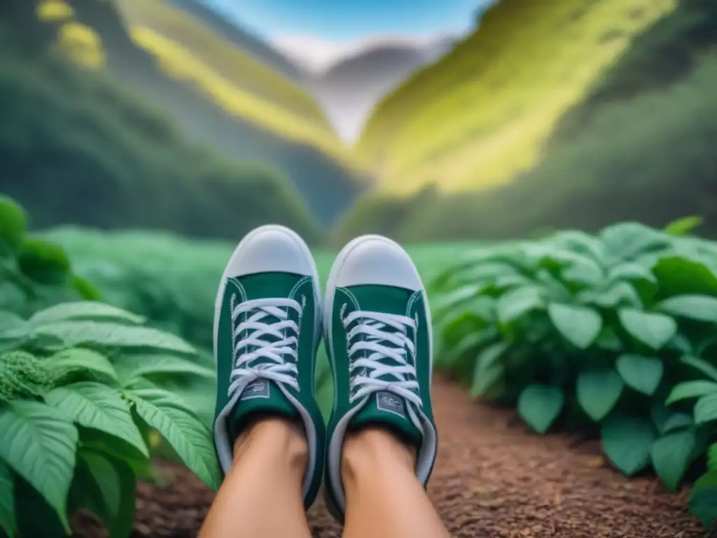 Zapatos de viaje sostenibles en la naturaleza, perfecta armonía entre moda y ecoconciencia de marcas moda viajes sostenibles